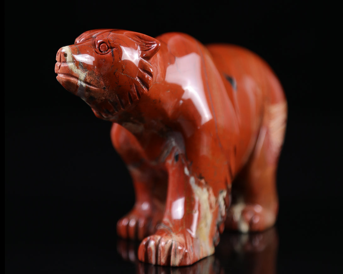 6.0" Red Jasper Hand Carved Crystal Polar Bear Sculpture crysvibe