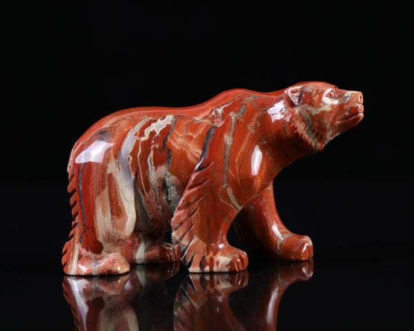 6.0" Red Jasper Hand Carved Crystal Polar Bear Sculpture crysvibe