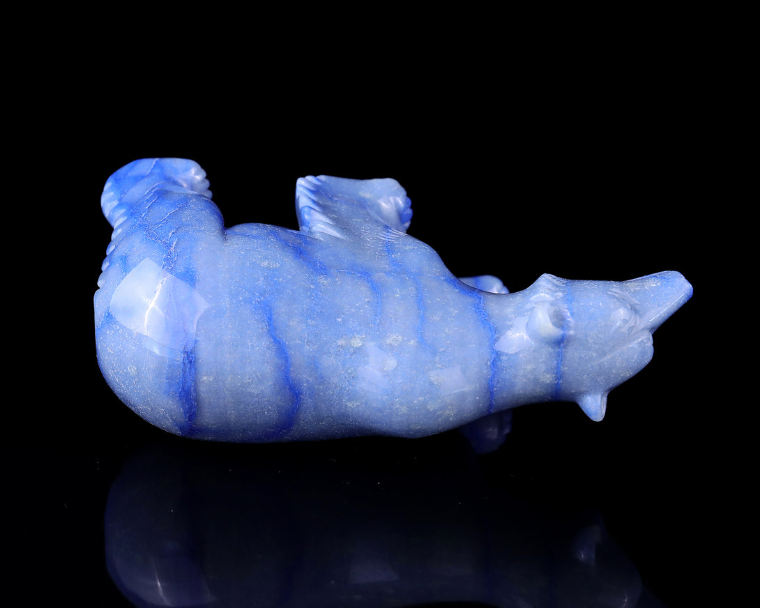 6.1" Blue Aventurine Hand Carved Crystal Polar Bear Sculpture crysvibe