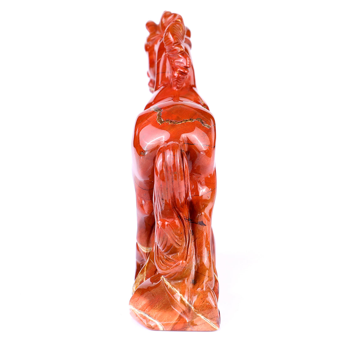 6.1" Red Jasper Hand Carved Crystal Horse Sculpture crysvibe