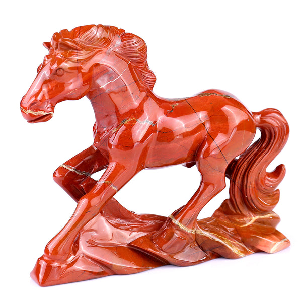 6.1" Red Jasper Hand Carved Crystal Horse Sculpture crysvibe