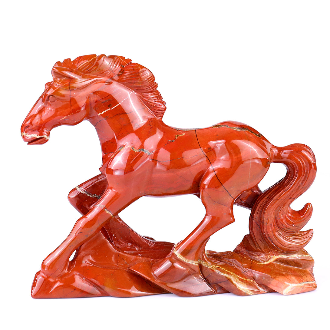 6.1" Red Jasper Hand Carved Crystal Horse Sculpture crysvibe