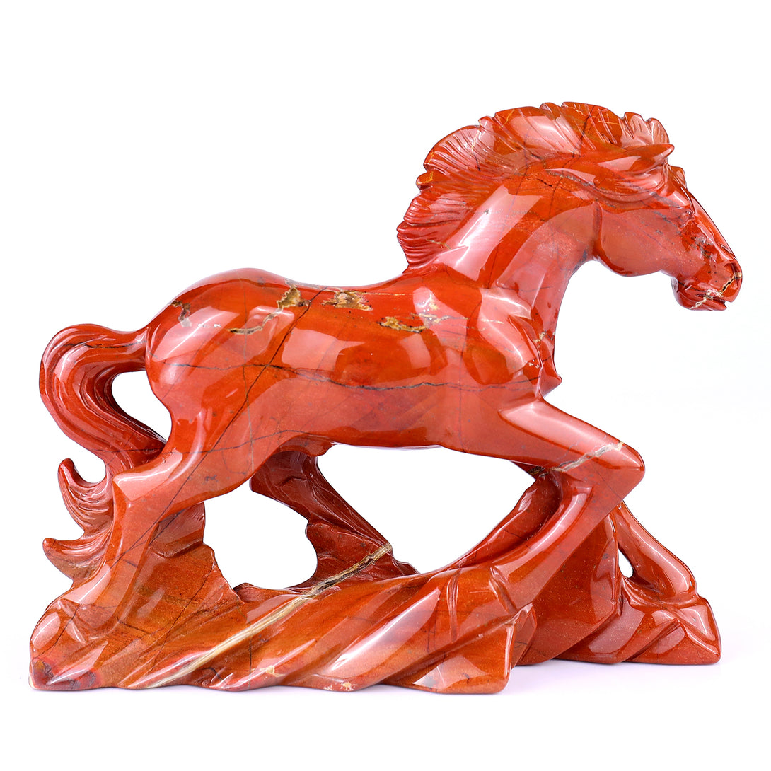 6.1" Red Jasper Hand Carved Crystal Horse Sculpture crysvibe