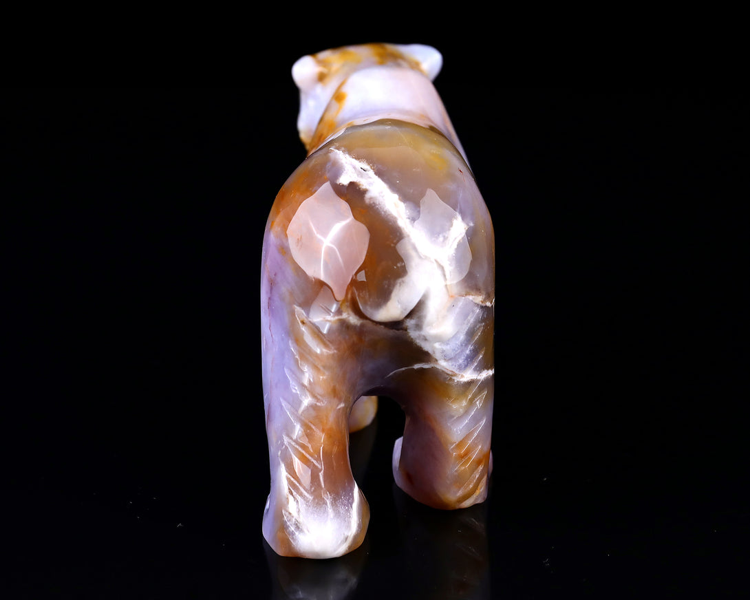 6.3" Chalcedony Hand Carved Crystal Polar Bear Sculpture crysvibe