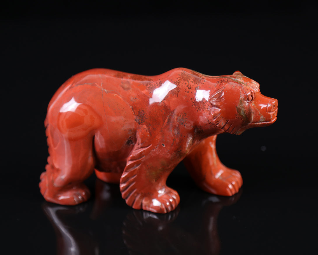 6.3" Red Jasper Hand Carved Crystal Polar Bear Sculpture crysvibe