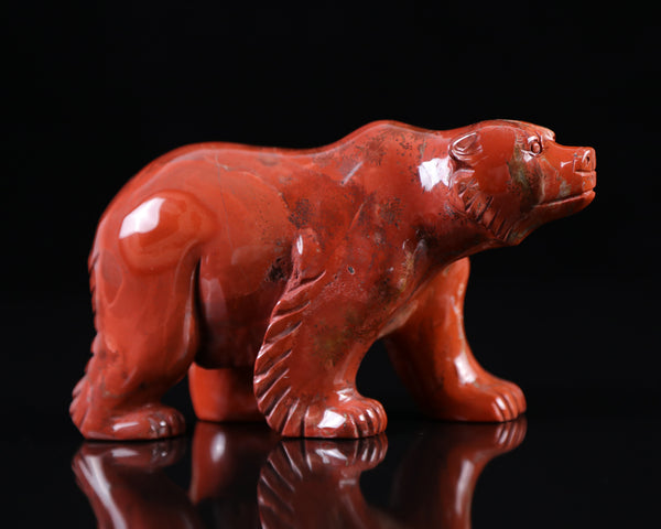 6.3" Red Jasper Hand Carved Crystal Polar Bear Sculpture crysvibe