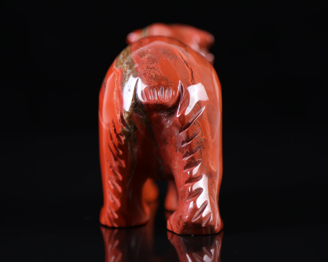 6.3" Red Jasper Hand Carved Crystal Polar Bear Sculpture crysvibe