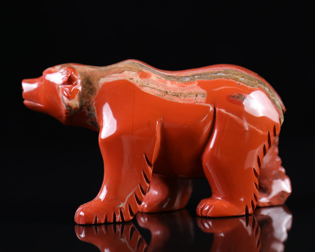 6.3" Red Jasper Hand Carved Crystal Polar Bear Sculpture crysvibe