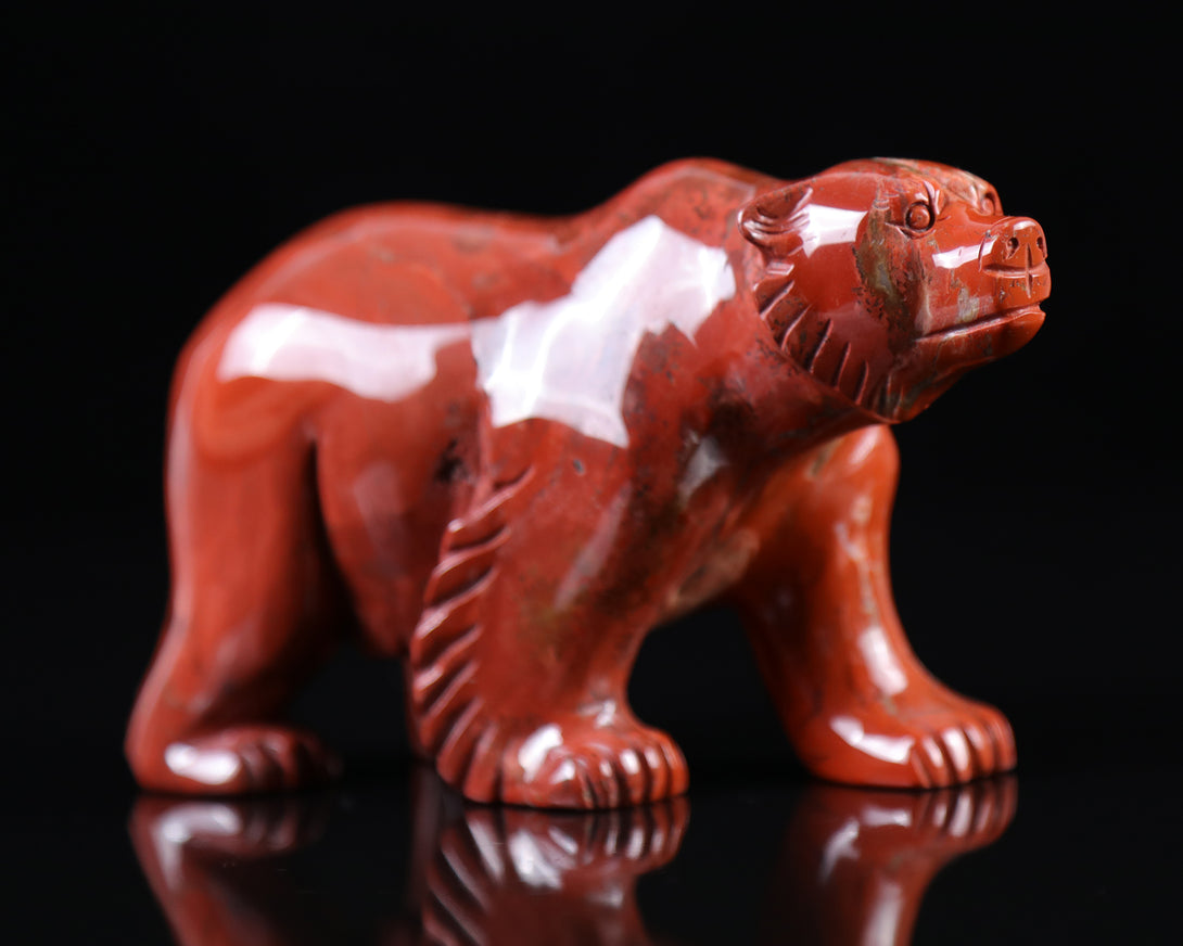 6.3" Red Jasper Hand Carved Crystal Polar Bear Sculpture crysvibe