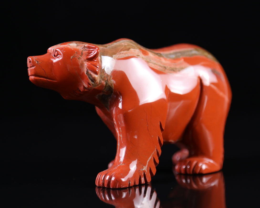 6.3" Red Jasper Hand Carved Crystal Polar Bear Sculpture crysvibe