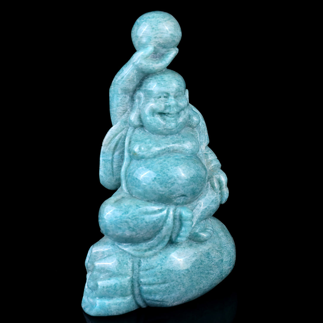 6.4" Amazonite Hand Carved Crystal Buddha Sculpture crysvibe