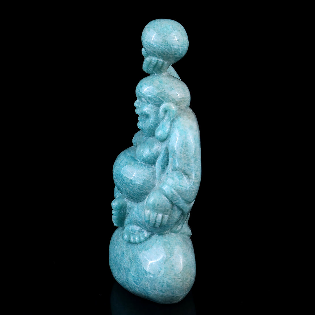 6.4" Amazonite Hand Carved Crystal Buddha Sculpture crysvibe