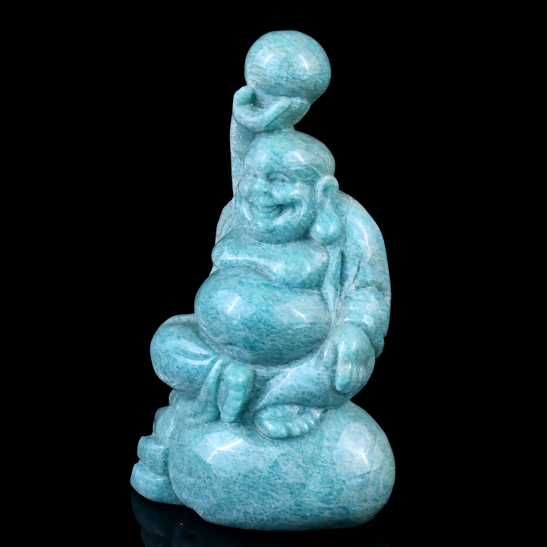 6.4" Amazonite Hand Carved Crystal Buddha Sculpture crysvibe