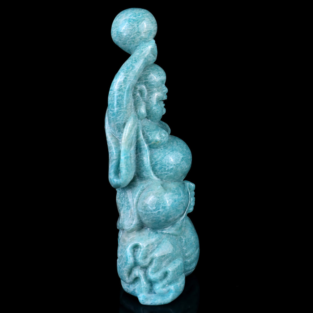 6.4" Amazonite Hand Carved Crystal Buddha Sculpture crysvibe