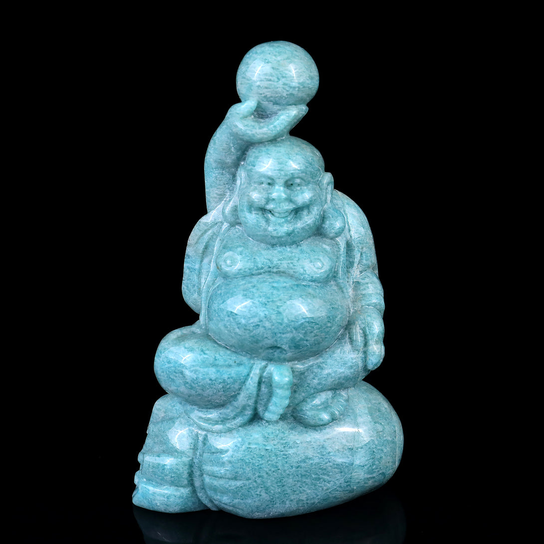 6.4" Amazonite Hand Carved Crystal Buddha Sculpture crysvibe