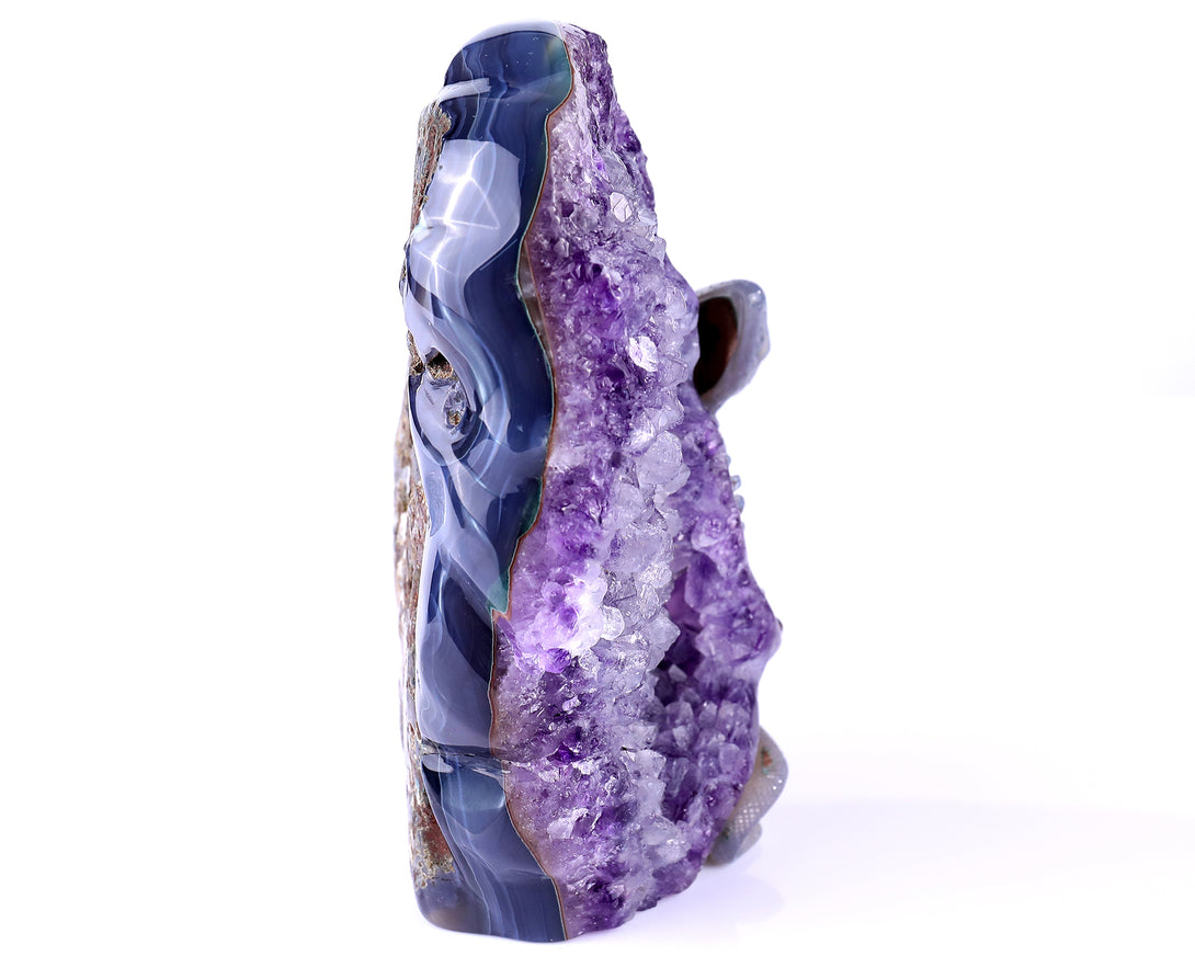 6.4"Amethyst Geode Agate Hand Carved Crystal Lizard Sculpture crysvibe