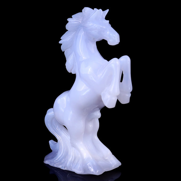 6.4" Blue Chalcedony Hand Carved Crystal Horse Sculpture crysvibe