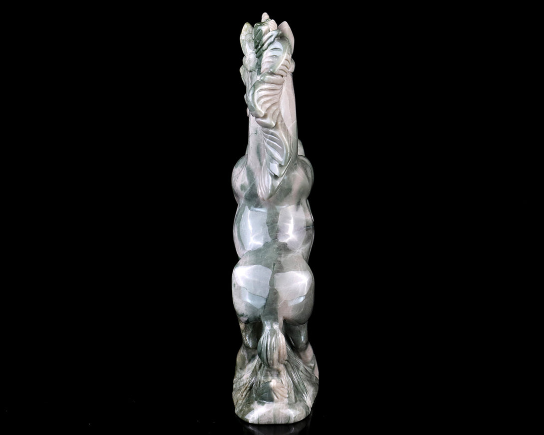 6.5" Jiulong Jade Hand Carved Crystal Unicorn Sculpture crysvibe