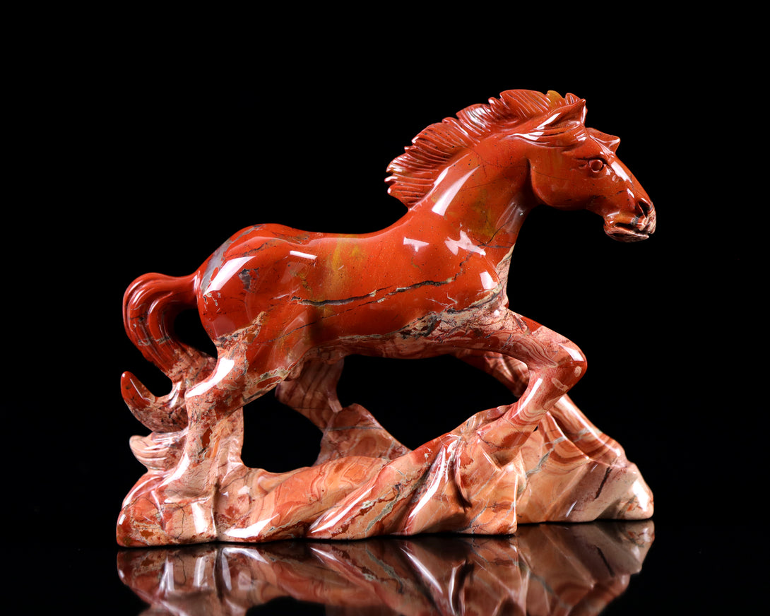 6.5" Red Jasper Hand Carved Crystal Horse Sculpture crysvibe