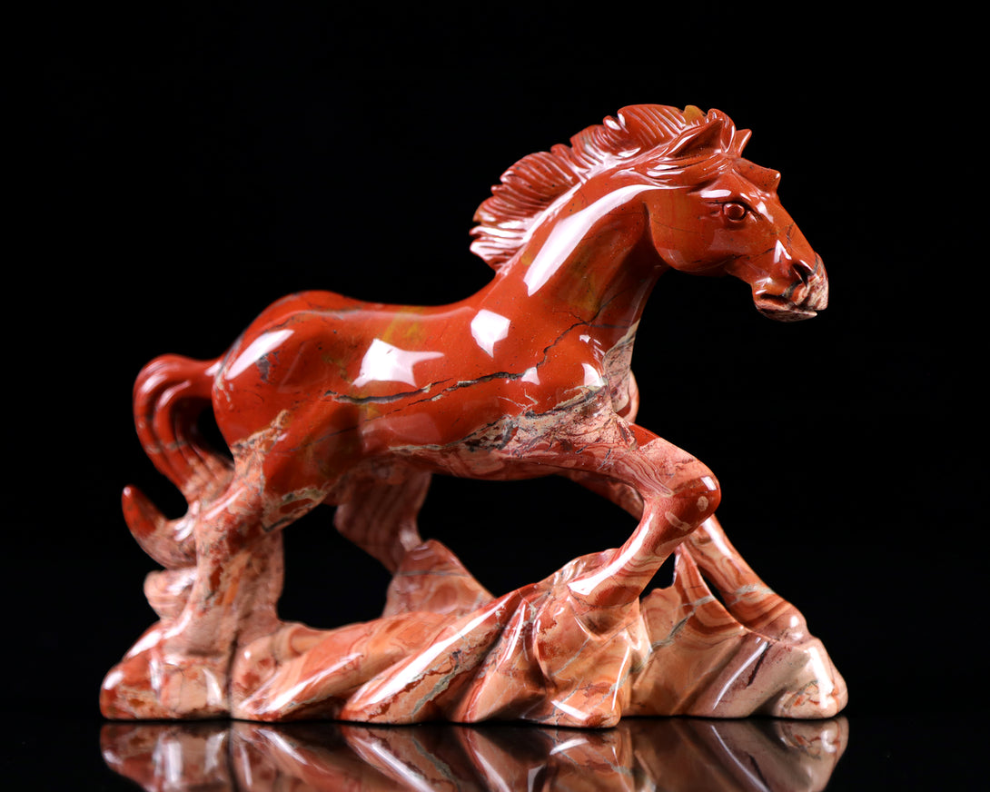 6.5" Red Jasper Hand Carved Crystal Horse Sculpture crysvibe