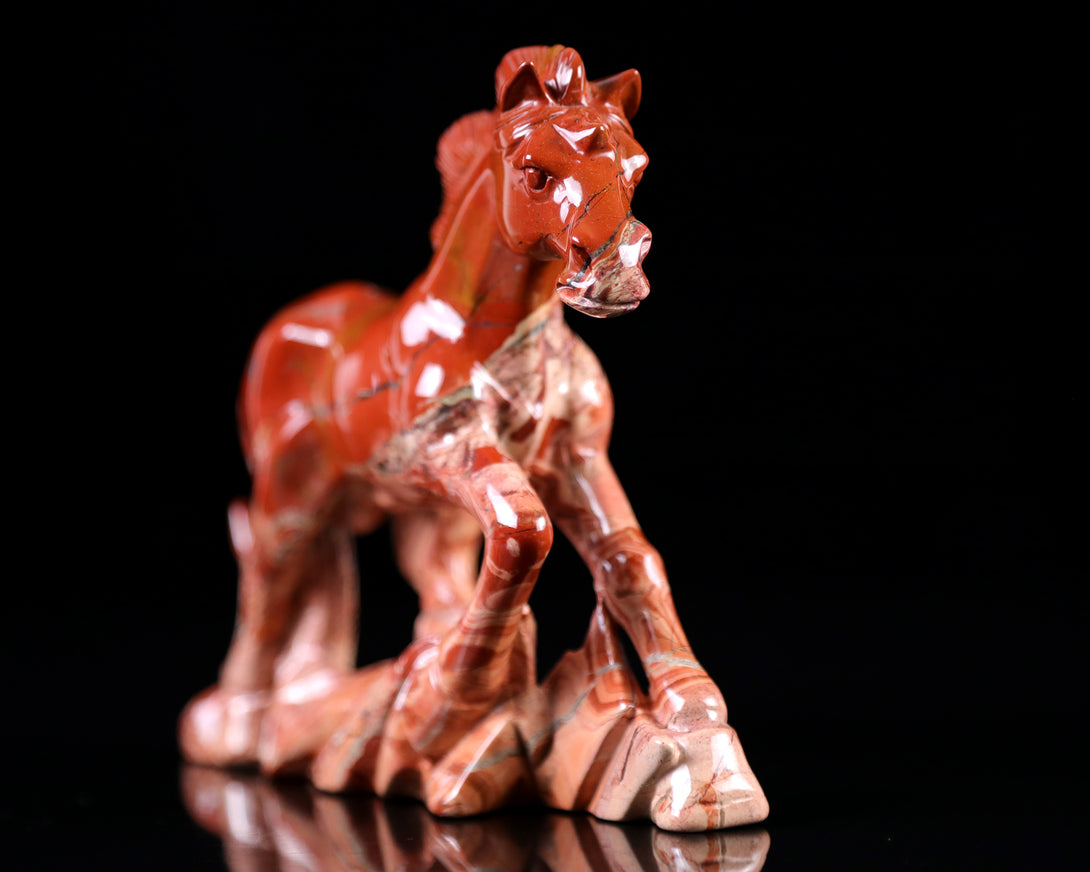 6.5" Red Jasper Hand Carved Crystal Horse Sculpture crysvibe