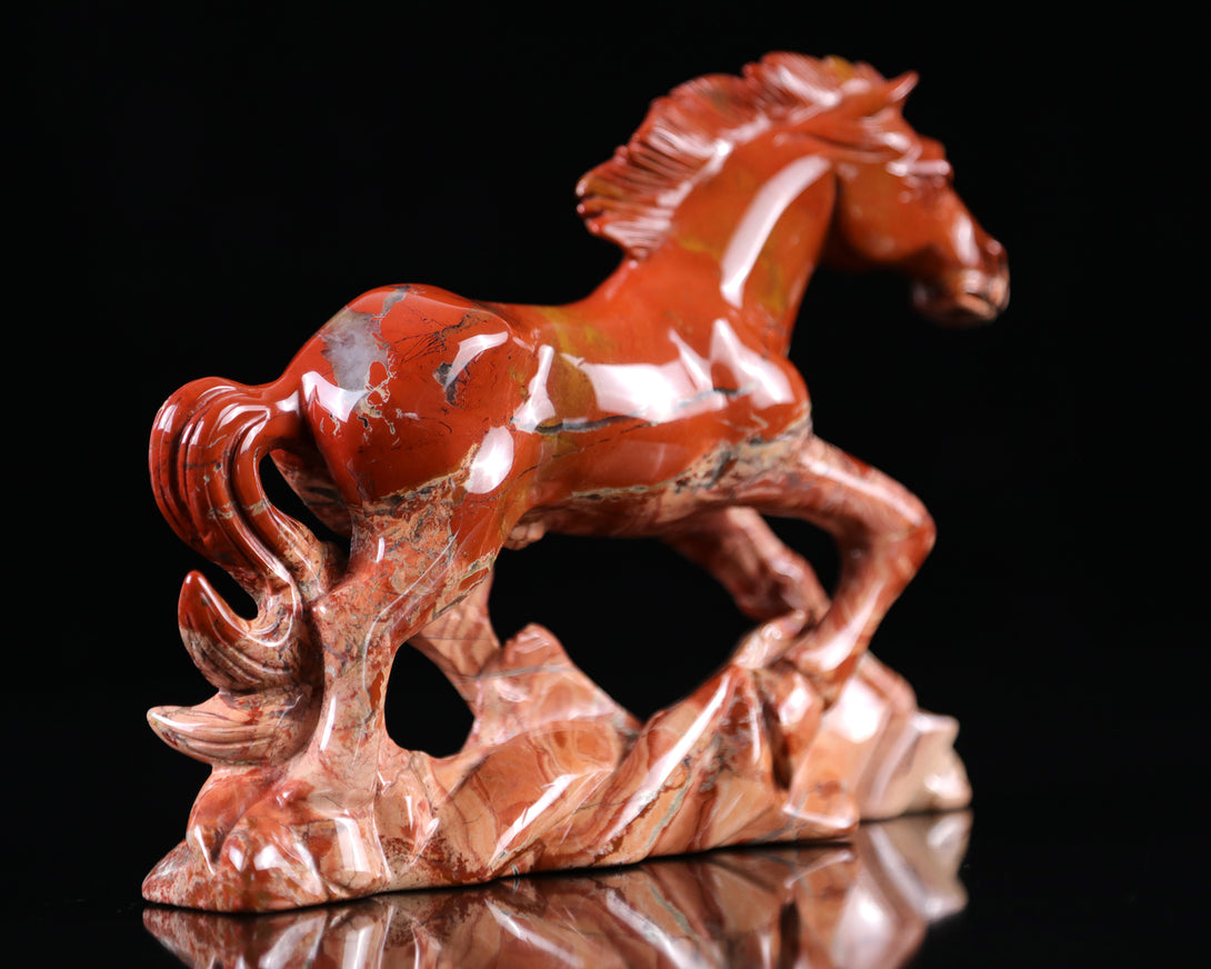 6.5" Red Jasper Hand Carved Crystal Horse Sculpture crysvibe