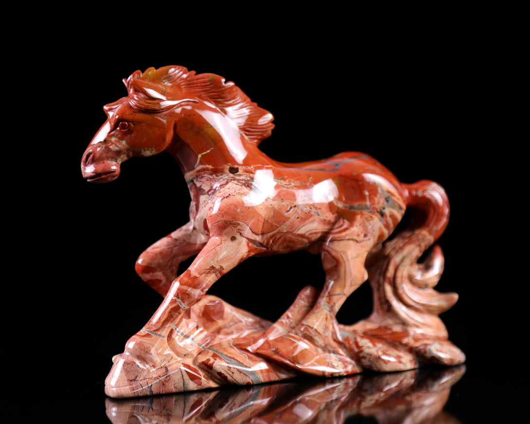 6.5" Red Jasper Hand Carved Crystal Horse Sculpture crysvibe