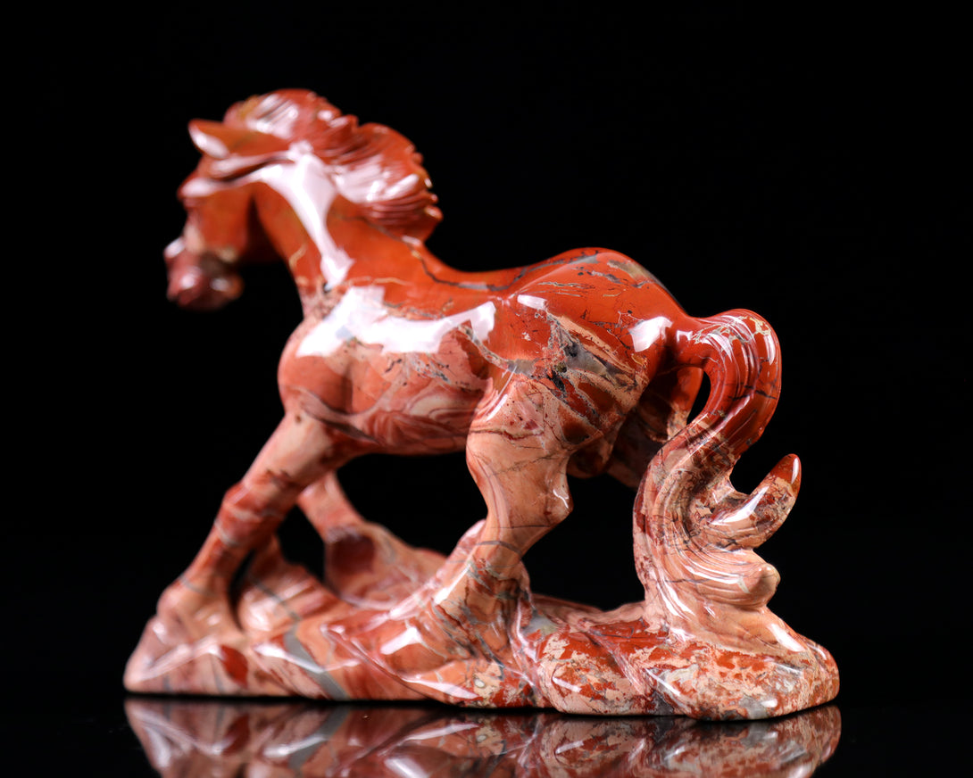 6.5" Red Jasper Hand Carved Crystal Horse Sculpture crysvibe