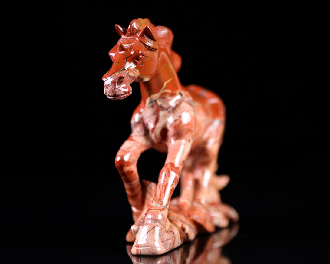 6.5" Red Jasper Hand Carved Crystal Horse Sculpture crysvibe