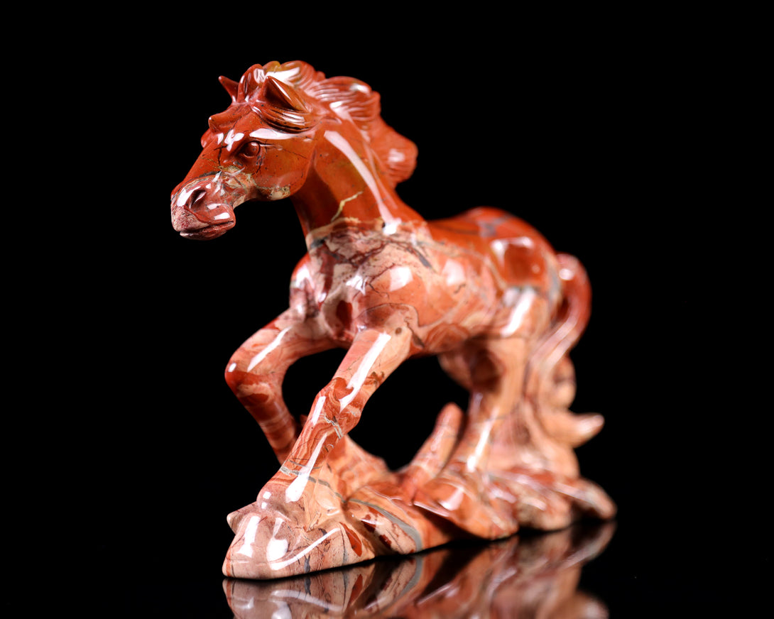 6.5" Red Jasper Hand Carved Crystal Horse Sculpture crysvibe