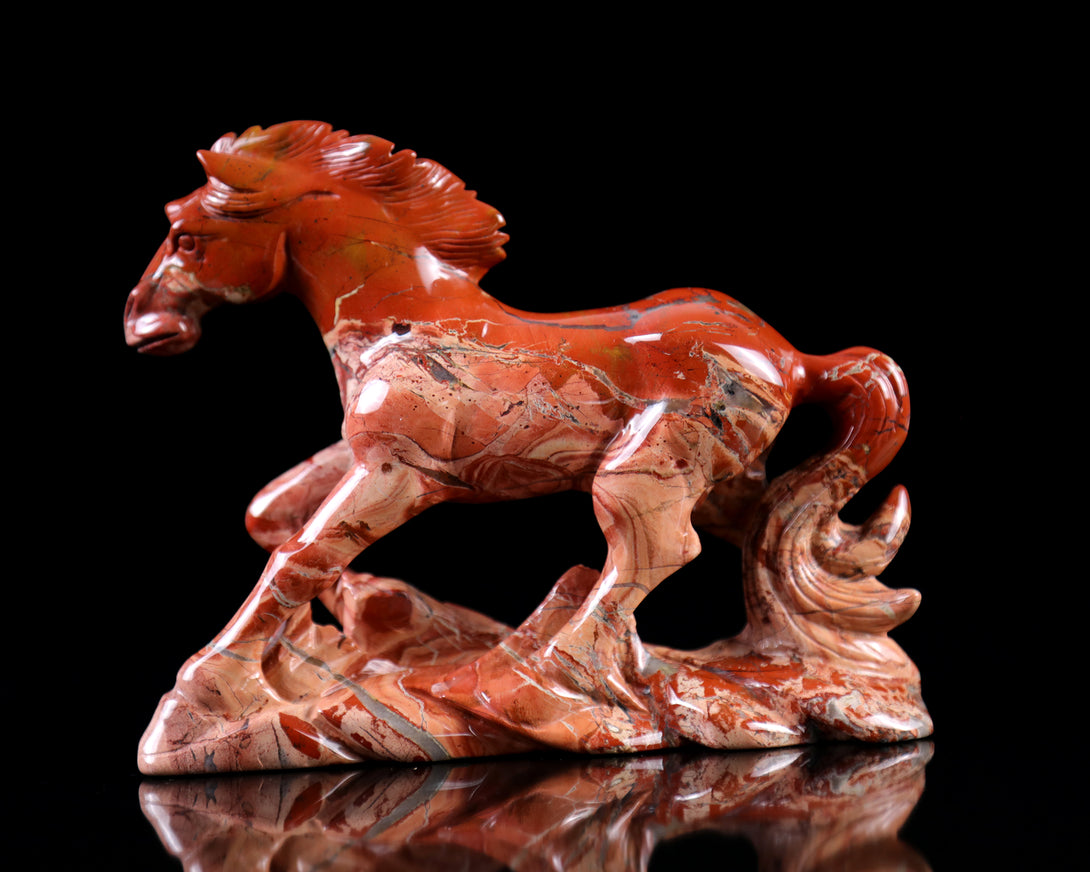 6.5" Red Jasper Hand Carved Crystal Horse Sculpture crysvibe