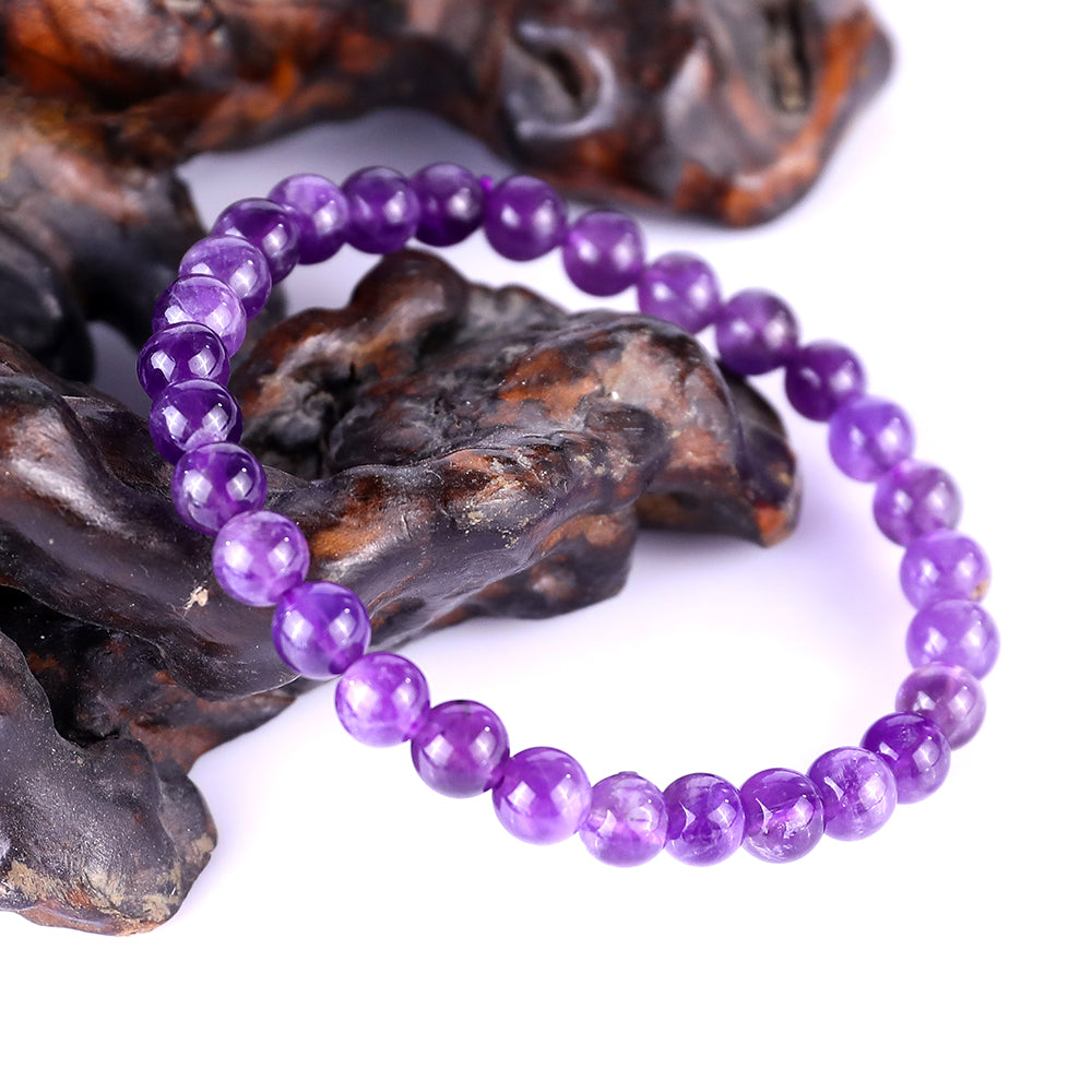 6.5mm Dream Amethyst Hand Carved Crystal Bracelet crysvibe