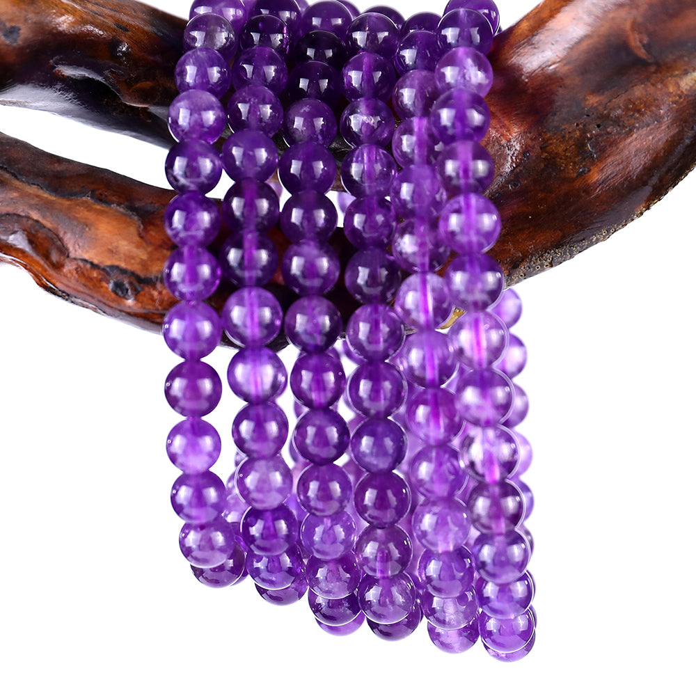 6.5mm Dream Amethyst Hand Carved Crystal Bracelet crysvibe