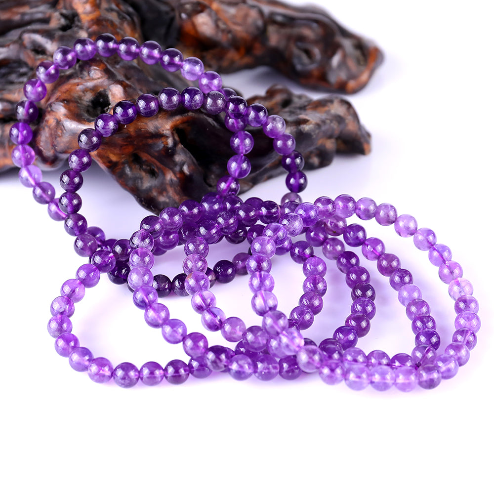 6.5mm Dream Amethyst Hand Carved Crystal Bracelet crysvibe