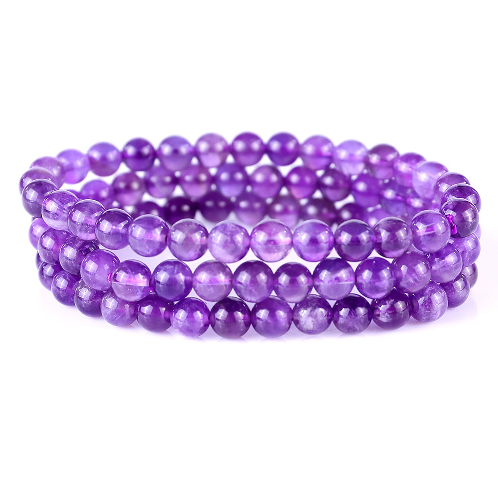 6.5mm Dream Amethyst Hand Carved Crystal Bracelet crysvibe