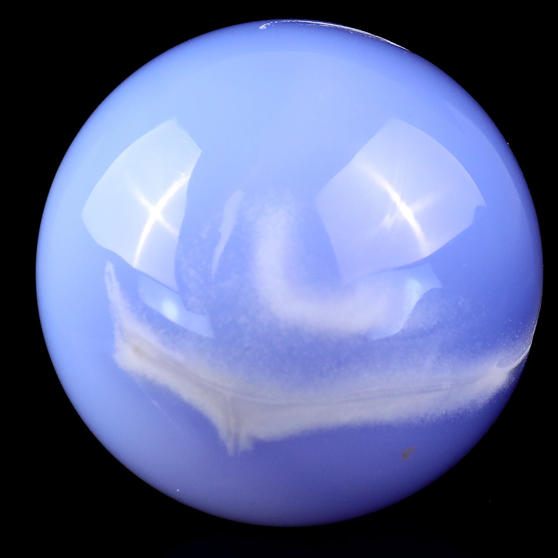 60mm Blue Chalcedony Hand Carved Crystal Sphere crysvibe