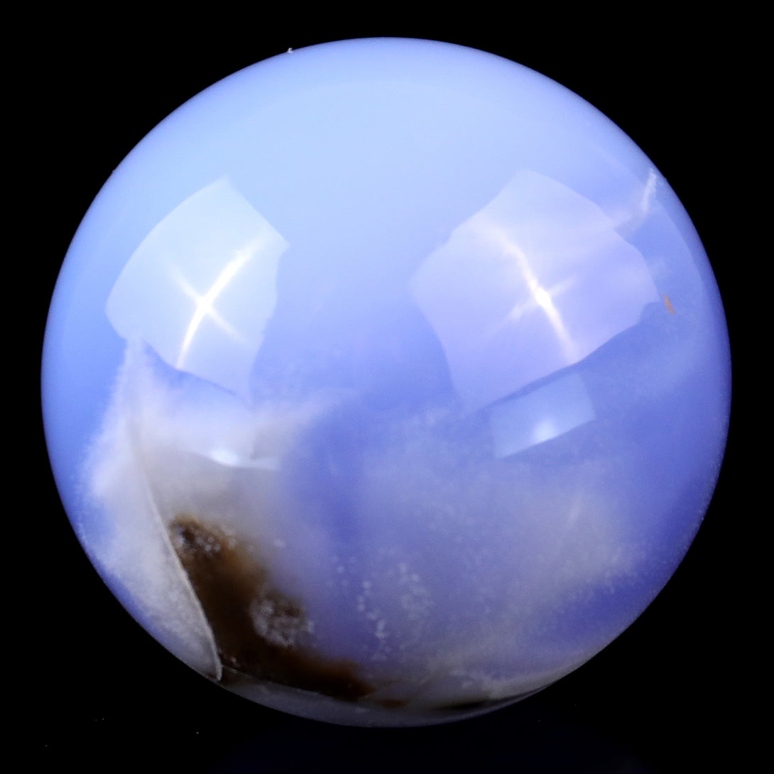 60mm Blue Chalcedony Hand Carved Crystal Sphere crysvibe