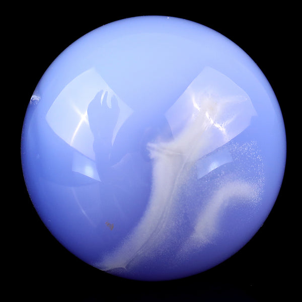 60mm Blue Chalcedony Hand Carved Crystal Sphere crysvibe