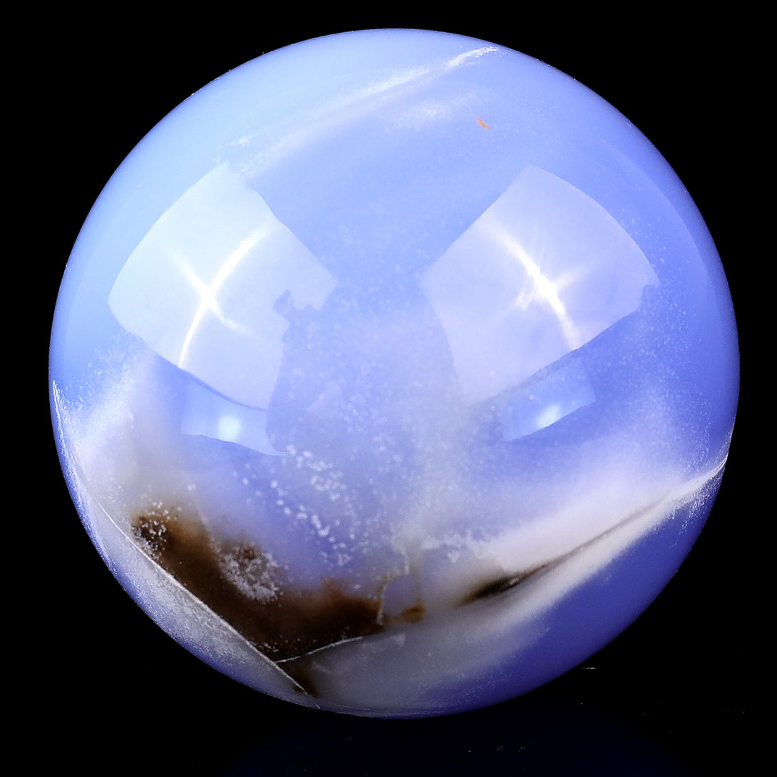 60mm Blue Chalcedony Hand Carved Crystal Sphere crysvibe