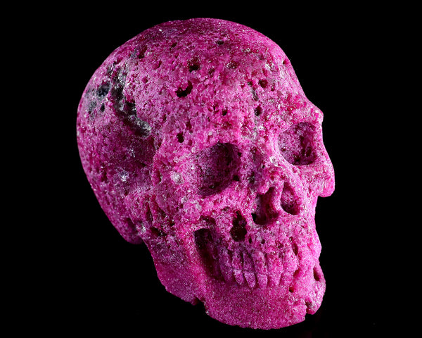 3.8" Red Corundum Hand Carved Crystal Realistic Skull Sculpture