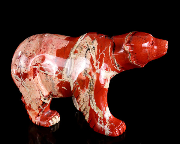 6.4" Red Jasper Hand Carved Crystal Polar Bear Sculpture