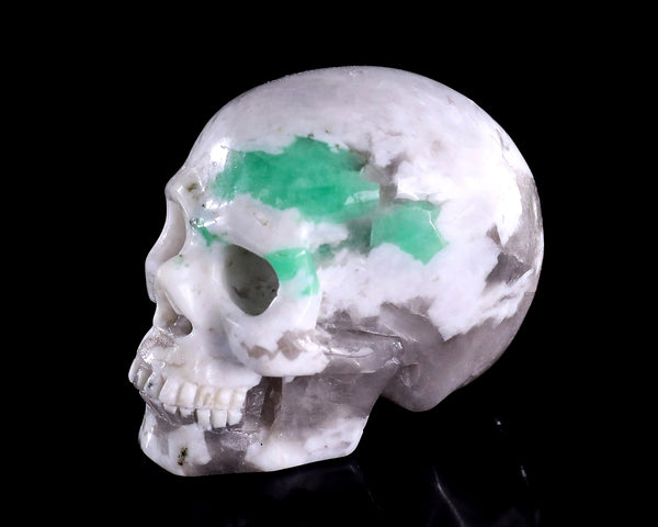 1.7" Emerald Hand Carved Crystal Realistic Skull Sculpture