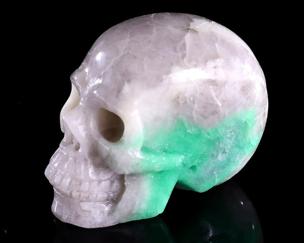 1.7" Emerald Hand Carved Crystal Realistic Skull Sculpture