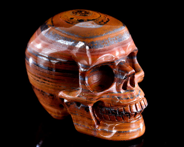 3.0" Tiger Iron Eye Hand Carved Crystal Realistic Skull Sculpture