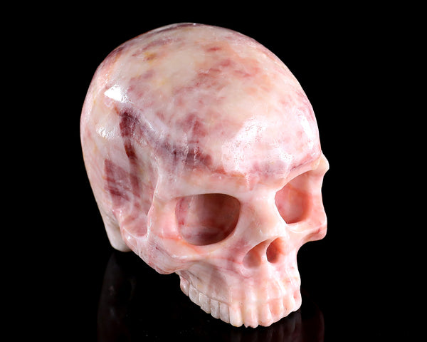 Natural Red Zebra Agate Hand Carved Crystal Realistic Skull Sculpture