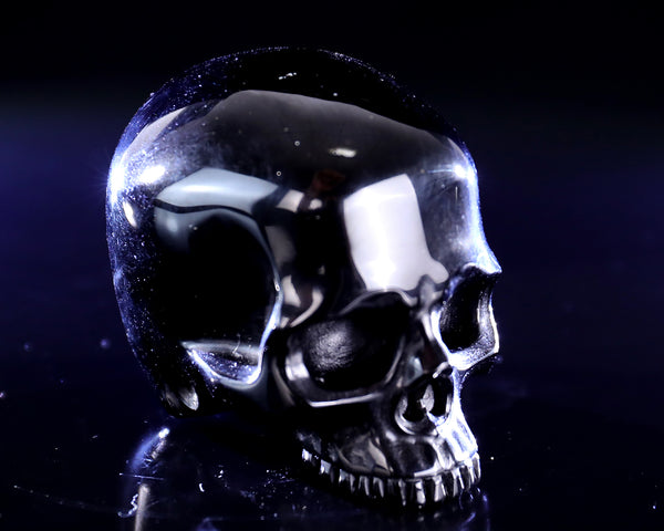 Natural Black Obsidian Hand Carved Crystal Realistic Skull Sculpture