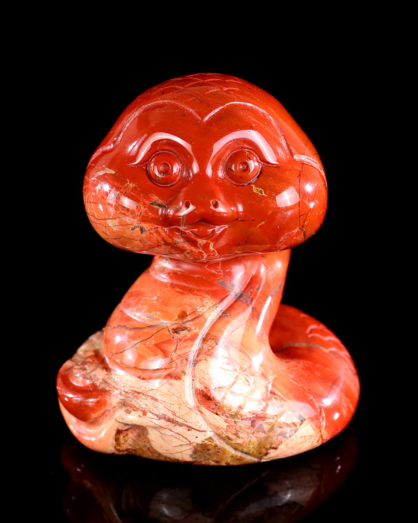 Natural Red Jasper Hand Carved Crystal Baby Snake Sculpture