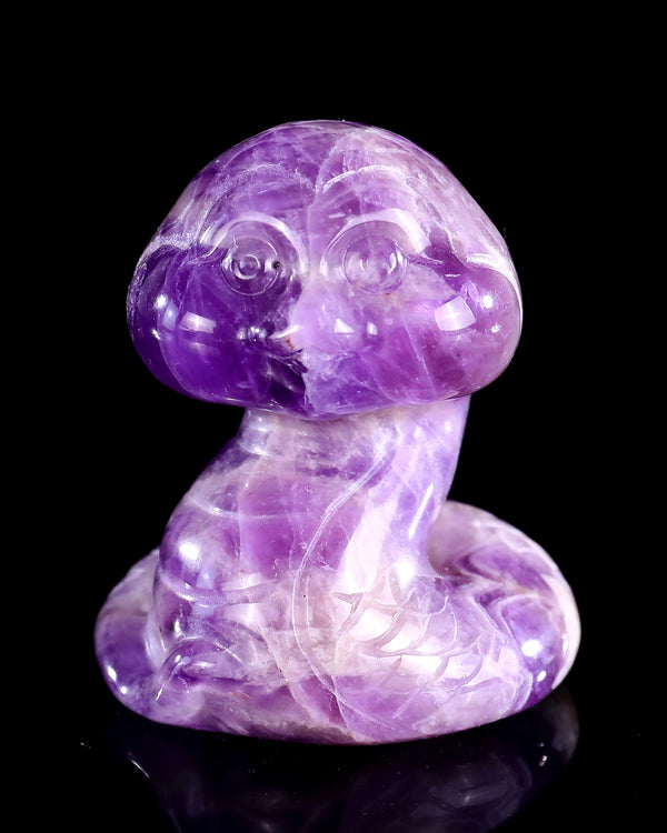 Natural Dream Amethyst Hand Carved Crystal Baby Snake Sculpture