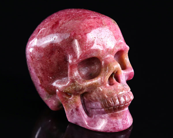 3.0" Natural Rhodonite Hand Carved Crystal Realistic Skull Sculpture