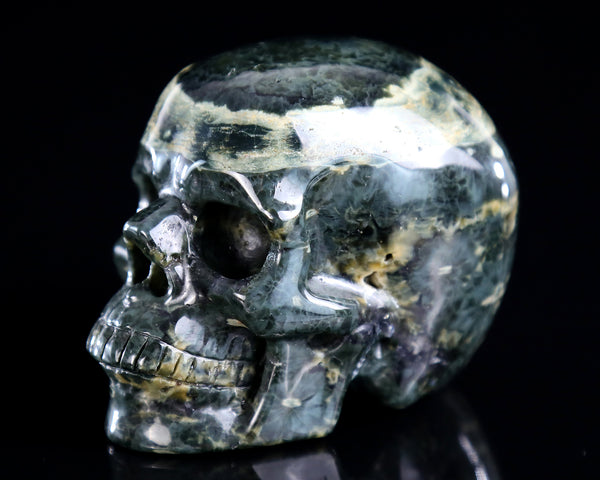 3.0" Natural Ocean Jasper Hand Carved Crystal Realistic Skull Sculpture